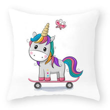 Load image into Gallery viewer, Baby Shower Unicorn Pillow Case Decorative Cute Pillowcase Pillow Protector Cushion Girl Unicorn Flowers Rose Pillow Case Sofa Bed Pillow Cover Prefect Gifts For Kids Party 45x45CM
