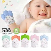 将图片加载到图库查看器，Baby Silicone Mitts Teething Mitten Glove Sound Teether Newborn Chewable Nursing Mittens Teether Natural Stop Sucking Thumb Toy
