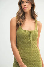 Load image into Gallery viewer, Ruffled Hem Sleeveless Crochet Knit Midi Dress For Women – Crochet Knit Dress, Unique Ruffled Hem Dress, Sleeveless Midi Dress, Summer Midi Dress, Elegant Crochet Dress
