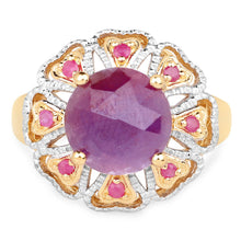 Load image into Gallery viewer, 14K Yellow Gold Plated 5.55 Carat Genuine Pink Sapphire &amp; Ruby .925 Sterling Silver Ring
