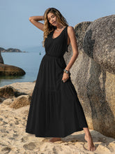 Load image into Gallery viewer, White V-Neck Tie Shoulder Maxi Dress Effortless &amp; Flowy Summer Essential Long Girls Dress
