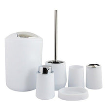 将图片加载到图库查看器，Bamboo Bathroom Accessories Set Plastic Bathroom Kit Soap Dispenser Toothbrush Cup Soap Dish Toilet Brush Holder Trash Can Bathroom Accessories Toothbrush Holder Toothbrush Cup Soap Dispenser Soap Dish Toilet Brush Holder Trash Can For Home Apartment
