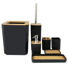 将图片加载到图库查看器，Bamboo Bathroom Accessories Set Plastic Bathroom Kit Soap Dispenser Toothbrush Cup Soap Dish Toilet Brush Holder Trash Can Bathroom Accessories Toothbrush Holder Toothbrush Cup Soap Dispenser Soap Dish Toilet Brush Holder Trash Can For Home Apartment
