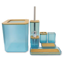 将图片加载到图库查看器，Bamboo Bathroom Accessories Set Plastic Bathroom Kit Soap Dispenser Toothbrush Cup Soap Dish Toilet Brush Holder Trash Can Bathroom Accessories Toothbrush Holder Toothbrush Cup Soap Dispenser Soap Dish Toilet Brush Holder Trash Can For Home Apartment
