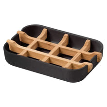 Load image into Gallery viewer, Bamboo Fiber Shower Soap Holder Draining Box Kitchen Storage Rack Bathroom Soap Case Supplies Portable Bar Soap Box Container Bamboo Self-Draining Soap Box And Soap Saver Pouch Soap Holder for Shower Bathroom Kitchen Bathtub Bar Sink White and Black
