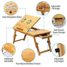 Load image into Gallery viewer, Bamboo Laptop Desk with Side Storage Drawer
