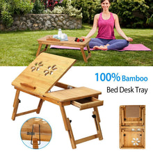 Load image into Gallery viewer, Bamboo Laptop Desk with Side Storage Drawer
