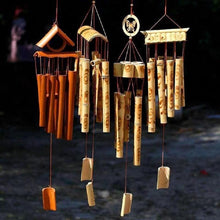 将图片加载到图库查看器，Bamboo Wind Chimes Pendant Balcony Outdoor Yard Garden Home Handmade Craft Wind Chimes With Rotating Hook Outdoor Decor Wind Chimes for Garden Patio Yard Home Antique Tubes Bell Handmade Wind Chime Wall Hanging Crafts Gift

