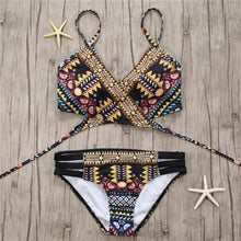 将图片加载到图库查看器，Bandage Bikini String Strappy Swim Wear Bathing Suit Swimsuit Beachwear Swimwear Women Bikini Women's Halter Bandage Bikini Strappy Bottom Two Piece Swimsuits
