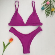 Load image into Gallery viewer, Bandage Bikini Swimwear Women's Bikini Swimsuit Ribbed Tie Side Bathing Suit Scrunch Butt String Thong Bikini Set
