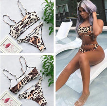 Load image into Gallery viewer, Bandage Bikini Swimwear Women's Bikini Swimsuit Ribbed Tie Side Bathing Suit Scrunch Butt String Thong Bikini Set
