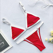 Load image into Gallery viewer, Bandage Bikini Swimwear Women's Bikini Swimsuit Ribbed Tie Side Bathing Suit Scrunch Butt String Thong Bikini Set
