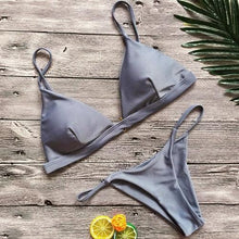 Load image into Gallery viewer, Bandage Bikini Swimwear Women's Bikini Swimsuit Ribbed Tie Side Bathing Suit Scrunch Butt String Thong Bikini Set
