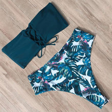 Load image into Gallery viewer, Bandage Bikini Swimwear Women Swimsuit High Waist Bikini Set Bathing Suit Push Up Women's Spaghetti Strap Bandeau Lace Up High Waist 2PCS Bikini Set

