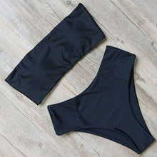 Load image into Gallery viewer, Bandage Bikini Swimwear Women Swimsuit High Waist Bikini Set Bathing Suit Push Up Women's Spaghetti Strap Bandeau Lace Up High Waist 2PCS Bikini Set
