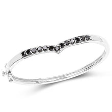 将图片加载到图库查看器，2.28 Carat Genuine Black Diamond .925 Sterling Silver Bangle
