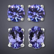 将图片加载到图库查看器，Genuine Tanzanite Round or Oval Shaped Studs
