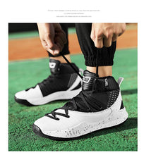 将图片加载到图库查看器，Basketball Black White Ankle Boots Mens Shoes Cushioning White Training Breathable Outdoor High Quality Sports Mens Sneakers Non Slip Outdoor Sneakers Cushioning Workout Sport Design
