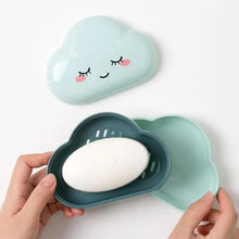 将图片加载到图库查看器，Bathroom Soap Dish Box Cute Cartoon Clouds Soap Holder Home Shower Travel Container Soap Tray Drainer Box Bathroom Accessories Soap Dish with Drain Soap Holder Soap Saver Easy Cleaning Dry Stop  Soap
