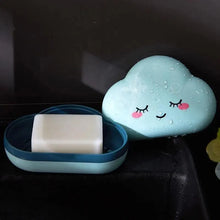将图片加载到图库查看器，Bathroom Soap Dish Box Cute Cartoon Clouds Soap Holder Home Shower Travel Container Soap Tray Drainer Box Bathroom Accessories Soap Dish with Drain Soap Holder Soap Saver Easy Cleaning Dry Stop  Soap
