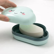 将图片加载到图库查看器，Bathroom Soap Dish Box Cute Cartoon Clouds Soap Holder Home Shower Travel Container Soap Tray Drainer Box Bathroom Accessories Soap Dish with Drain Soap Holder Soap Saver Easy Cleaning Dry Stop  Soap
