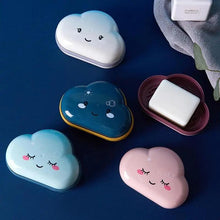 将图片加载到图库查看器，Bathroom Soap Dish Box Cute Cartoon Clouds Soap Holder Home Shower Travel Container Soap Tray Drainer Box Bathroom Accessories Soap Dish with Drain Soap Holder Soap Saver Easy Cleaning Dry Stop  Soap
