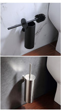 Load image into Gallery viewer, Bathroom Toilet Brush Holder Matt Black  Stainless Steel Toilet Brush Wall Mounted For Bathroom Storage And Organization Toilet Bowl Brush with Stainless Steel Handle Durable Bristles Deep Cleaning Compact Bathroom Brush Save Space Good Grip
