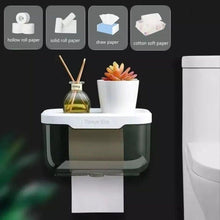 将图片加载到图库查看器，Bathroom Toilet Paper Holder Punch-free Waterproof Storage Box Toilet Paper Storage Rack Paper Towel Kitchen Storage Accessories Waterproof Toilet Paper Holder Wall Mounted Punch Free Paper Dispenser Transparent Storage Box Bathroom Kitchen Supply
