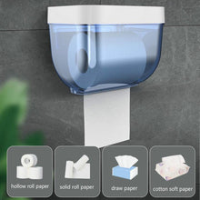将图片加载到图库查看器，Bathroom Toilet Paper Holder Punch-free Waterproof Storage Box Toilet Paper Storage Rack Paper Towel Kitchen Storage Accessories Waterproof Toilet Paper Holder Wall Mounted Punch Free Paper Dispenser Transparent Storage Box Bathroom Kitchen Supply
