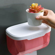 将图片加载到图库查看器，Bathroom Toilet Paper Holder Punch-free Waterproof Storage Box Toilet Paper Storage Rack Paper Towel Kitchen Storage Accessories Waterproof Toilet Paper Holder Wall Mounted Punch Free Paper Dispenser Transparent Storage Box Bathroom Kitchen Supply
