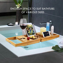 Load image into Gallery viewer, Bathtub Caddy Tray Crafted Bamboo
