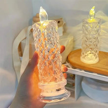 将图片加载到图库查看器，Battery-Powered LED Candle Lamp With Rose Pattern Refraction Halo Projection
