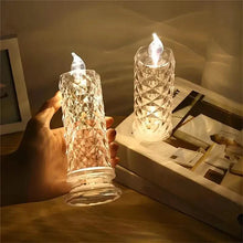 将图片加载到图库查看器，Battery-Powered LED Candle Lamp With Rose Pattern Refraction Halo Projection
