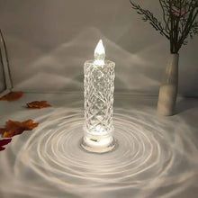 将图片加载到图库查看器，Battery-Powered LED Candle Lamp With Rose Pattern Refraction Halo Projection
