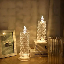 将图片加载到图库查看器，Battery-Powered LED Candle Lamp With Rose Pattern Refraction Halo Projection
