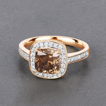 Load image into Gallery viewer, IGI Certified 2.19 Carat Genuine Brown Diamond Center and 0.36cttw White Diamond 18K Yellow Gold Ring (2.55cttw)
