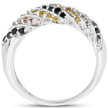 Load image into Gallery viewer, 0.63 Carat Genuine Champagne Diamond, Yellow Diamond &amp; Black Diamond .925 Sterling Silver Ring
