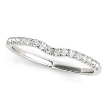 Load image into Gallery viewer, 14k White Gold Curved Pave Setting Diamond Wedding Ring (1/8 cttw)
