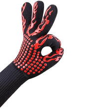 将图片加载到图库查看器，BBQ Gloves High Temperature Resistance Oven Mitts 500 800 Degrees Fireproof Barbecue Heat Insulation Microwave Oven Gloves Silicone Non-Slip Kitchen Cooking Gloves for Barbecue Cooking
