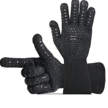 将图片加载到图库查看器，BBQ Gloves High Temperature Resistance Oven Mitts 500 800 Degrees Fireproof Barbecue Heat Insulation Microwave Oven Gloves Silicone Non-Slip Kitchen Cooking Gloves for Barbecue Cooking

