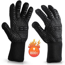 将图片加载到图库查看器，BBQ Gloves High Temperature Resistance Oven Mitts 500 800 Degrees Fireproof Barbecue Heat Insulation Microwave Oven Gloves Silicone Non-Slip Kitchen Cooking Gloves for Barbecue Cooking
