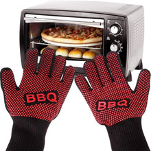 将图片加载到图库查看器，BBQ Gloves High Temperature Resistance Oven Mitts 500 800 Degrees Fireproof Barbecue Heat Insulation Microwave Oven Gloves Silicone Non-Slip Kitchen Cooking Gloves for Barbecue Cooking
