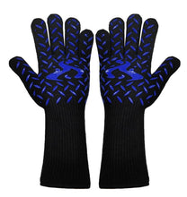 将图片加载到图库查看器，BBQ Gloves High Temperature Resistance Oven Mitts 500 800 Degrees Fireproof Barbecue Heat Insulation Microwave Oven Gloves Silicone Non-Slip Kitchen Cooking Gloves for Barbecue Cooking
