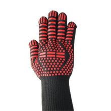 将图片加载到图库查看器，BBQ Gloves High Temperature Resistance Oven Mitts 500 800 Degrees Fireproof Barbecue Heat Insulation Microwave Oven Gloves Silicone Non-Slip Kitchen Cooking Gloves for Barbecue Cooking
