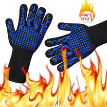 将图片加载到图库查看器，BBQ Gloves High Temperature Resistance Oven Mitts 500 800 Degrees Fireproof Barbecue Heat Insulation Microwave Oven Gloves Silicone Non-Slip Kitchen Cooking Gloves for Barbecue Cooking
