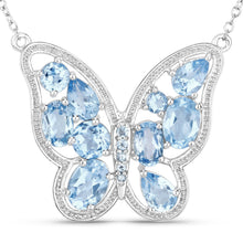 Load image into Gallery viewer, 5.54 Carat Genuine Swiss Blue Topaz .925 Sterling Silver Necklace

