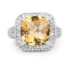 Load image into Gallery viewer, 7.95 Carat Genuine Citrine and White Topaz .925 Sterling Silver Ring
