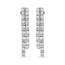 Load image into Gallery viewer, 14K White Gold 4.0 Cttw Diamond Asymmetrical Inside Out Double-Hoop Earrings (I-J Color, I1-I2 Clarity)

