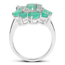 Load image into Gallery viewer, 3.57 Carat Genuine Emerald and White Diamond .925 Sterling Silver Ring
