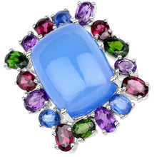 Load image into Gallery viewer, 26.67 Carat Genuine Multi Stones .925 Sterling Silver Ring
